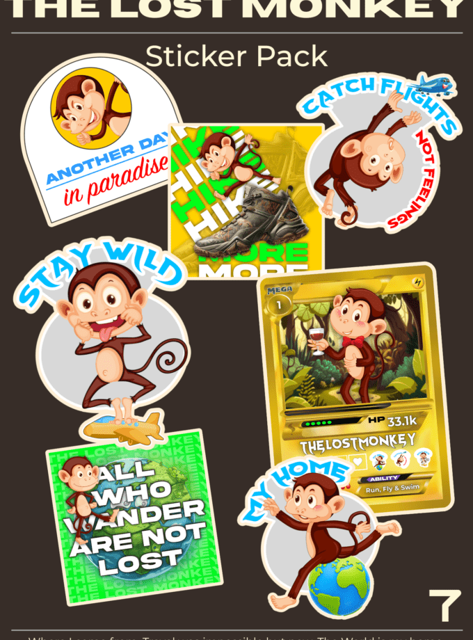 "TheLostMonkey" Sticker Pack (7 Stickers)